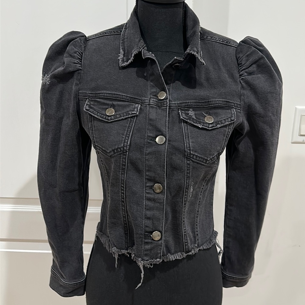 Retrofete Faded Black Jean Jacket Size Medium Made in Italy - like NEW